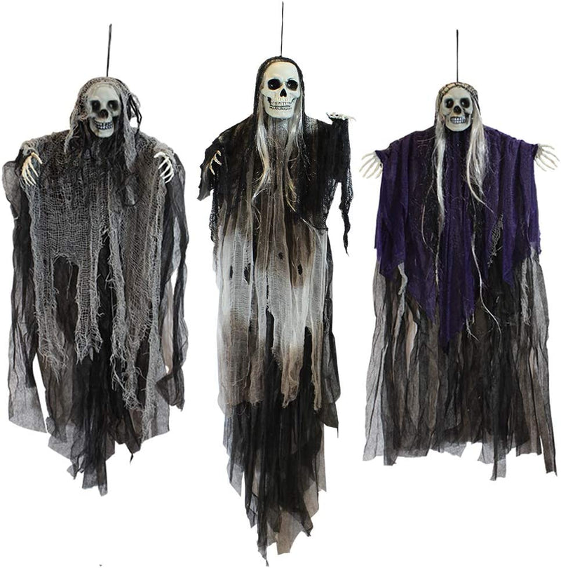 JOYIN 3 Pack Hanging Halloween Skeleton Ghosts Decorations, Grim Reapers for Best Halloween Outdoor Decorations  Joyin, Inc.   