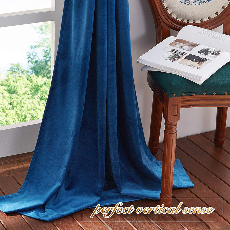 NICETOWN Blue Velvet Curtains 84 Inches, Media Movie Theater Room Decor, Sound Reducing Heavy Matt Grommet Top Solid Room Darkening Drapes for Bedroom (Set of 2, W52Xl84 Inches) Home & Garden > Decor > Window Treatments > Curtains & Drapes NICETOWN   