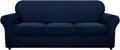MAXIJIN 4 Piece Newest Couch Covers for 3 Cushion Couch Super Stretch Non Slip Couch Cover for Dogs Pet Friendly Elastic Jacquard Furniture Protector Sofa Slipcovers (Sofa, Dark Coffee) Home & Garden > Decor > Chair & Sofa Cushions MAXIJIN Navy Blue 91"-110"(3 CUSHIONS) 