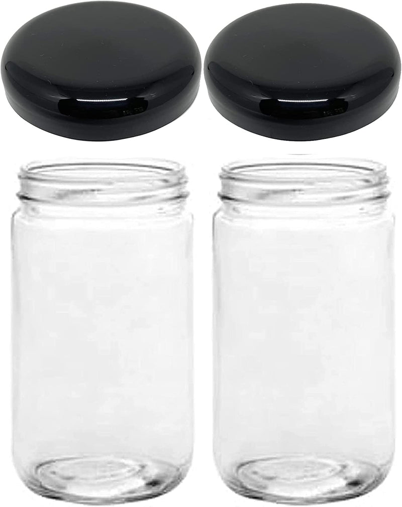 Jarming Collections Extra Wide Mouth Jars 32 Oz with Lids - Glass Storage Jar 32 Oz - with 2 (BPA Free) Plastic Storage Lids - Made in the USA Home & Garden > Decor > Decorative Jars JARMING COLLECTIONS 2 Black Dome Plastic Lids  