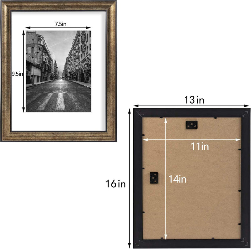 Golden State Art, 11X14 Photo Frame with Mat for Pictures 8X10 and Real Glass (Dark Gold Brown & Bronze Pewter Panel with White Color Mat, 1.25 Inch Frame Border) Home & Garden > Decor > Picture Frames Golden State Art   