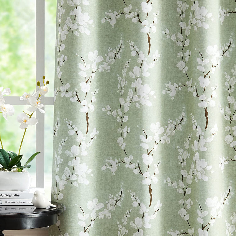 FMFUNCTEX Blue White Blackout Curtains for Living-Room 84Inch Floral Printed Window Curtains for Bedroom Thermal Insulated Energy Saving Blossom Curtain Panels 50W 2 Pcs Grommet Top Sporting Goods > Outdoor Recreation > Fishing > Fishing Rods Fmfunctex Blossom/ Green 50"W x 63"L 