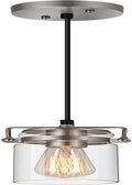 Foucasal Industrial Pendant Light with Clear Seeded Glass Shade, Mini Ceiling Light Fixture, Farmhouse Pendant Lighting for Kitchen Island Dining Room Bedroom Living Room, Black Metal Finish Home & Garden > Lighting > Lighting Fixtures foucasal 1-Light-Nickel  
