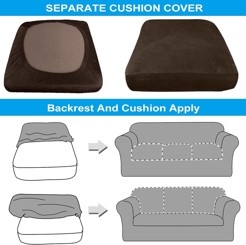 Sofa Covers for 3 Cushion Couch Velvet Sofa Cover for 3 Cushion Couch Slipcover Stretch 4 Piece Couch Cover for Sofa Slipcover Furniture Covers for Couches and Sofas Furniture Protector (Brown) Home & Garden > Decor > Chair & Sofa Cushions NORTHERN BROTHERS   