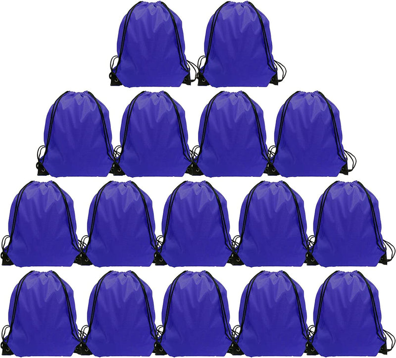 Drawstring Backpack Bulk 16 Pcs Drawstring Bags String Backpack Cinch Bags Kids Nylon Draw String Bags Pack Home & Garden > Household Supplies > Storage & Organization GoodtoU Blue  