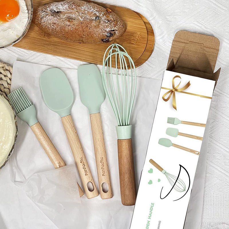 Silicone Mini Spatulas Set with Pastry Brush and Whisk, Small Kitchen Tools Nonstick Cookware for Cooking, Baking and Serving - Mint Green - 4 Piece Home & Garden > Kitchen & Dining > Kitchen Tools & Utensils PanPacific   