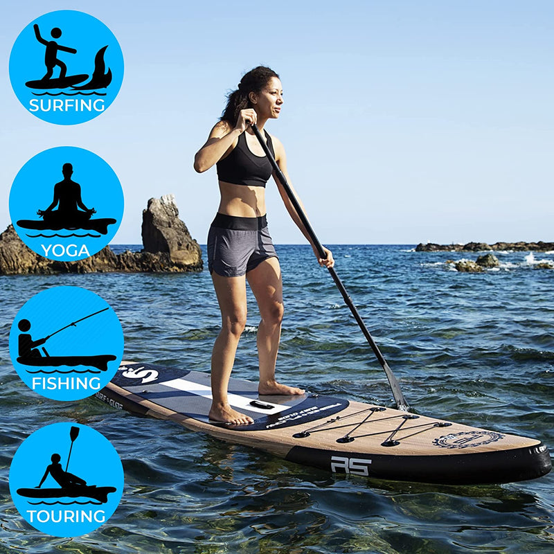 Serenelife Inflatable Stand up Paddle Board (6 Inches Thick) with Premium SUP Accessories & Carry Bag | Wide Stance, Bottom Fin for Paddling, Surf Control, Non-Slip Deck | Youth & Adult Standing Boat Sporting Goods > Outdoor Recreation > Fishing > Fishing Rods SenerelifeHome   