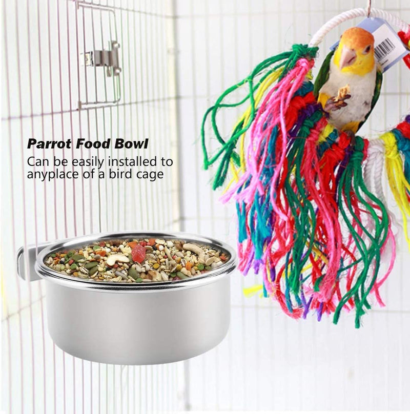 Hanging Adjustable Food Water Food Feeding Bowl Stainless Steel Parrot Parakeet Feeder Bird Cage Accessory Drinking Cup (L) Animals & Pet Supplies > Pet Supplies > Bird Supplies > Bird Cage Accessories > Bird Cage Food & Water Dishes FTVOGUE   
