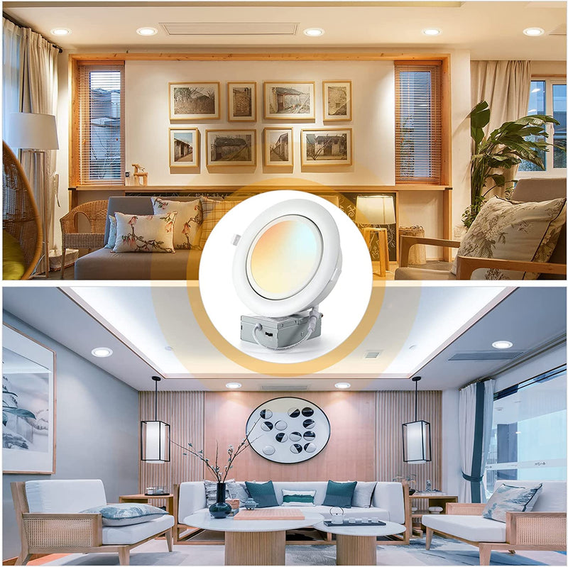 6 Inch LED Recessed Lighting with Junction Box Air Tight, Gimbal Downlights 5CCT Selectable (2700K-5000K), Retrofit Recessed Ceiling Light Dimmable, 12W 960 Lumens, ETL & Energy Star Listed, Pack of 6 Home & Garden > Lighting > Flood & Spot Lights LAMPSERO   