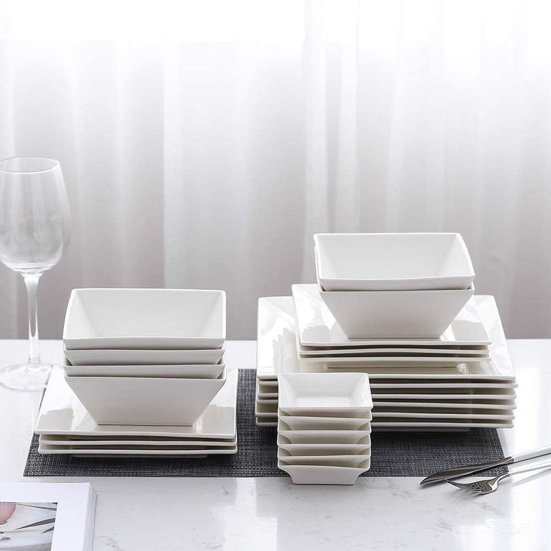 Porlien 24-Piece Classic Square Dinnerware Set for 6, off White Home & Garden > Kitchen & Dining > Tableware > Dinnerware Porlien   