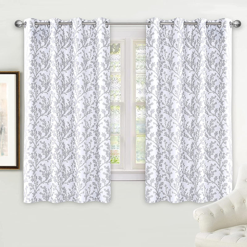 Driftaway Sarah Floral Tree Branch Pattern Blackout Thermal Insulated Window Curtain Grommet 2 Layers 2 Panels 52 Inch by 84 Inch Gray Home & Garden > Decor > Window Treatments > Curtains & Drapes DriftAway Grey 52"x54" 