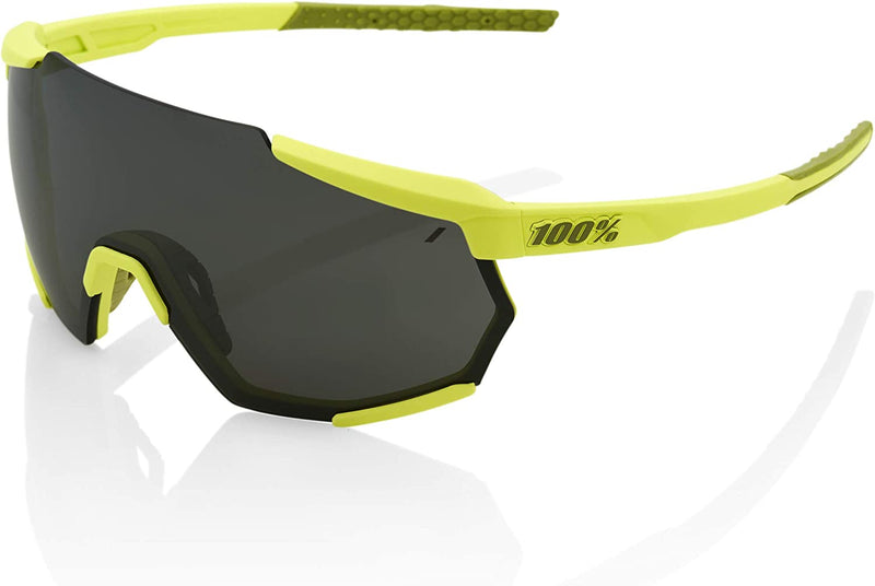 100% Racetrap Sport Performance Sunglasses - Sport and Cycling Eyewear with HD Lenses, Lightweight and Durable TR90 Frame Sporting Goods > Outdoor Recreation > Cycling > Cycling Apparel & Accessories 100% Soft Tact Banana - Black Mirror Lens  