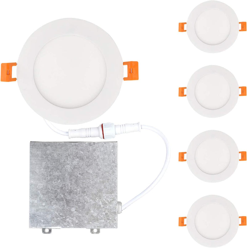 OSTWIN 4 Inch LED Recessed Lights, 3 CCT 3000K/ 4000K/ 5000K Adjustable, 9W (75W Eq.) 630 Lm, Dimmable, IC Rated, Ultra-Thin Canless LED Downlight with J-Box, Nickel Finish, Energy Star, ETL (4 Pack) Home & Garden > Lighting > Flood & Spot Lights OSTWIN Lighting, LLC 3000 (Warm White) 4 Pack 