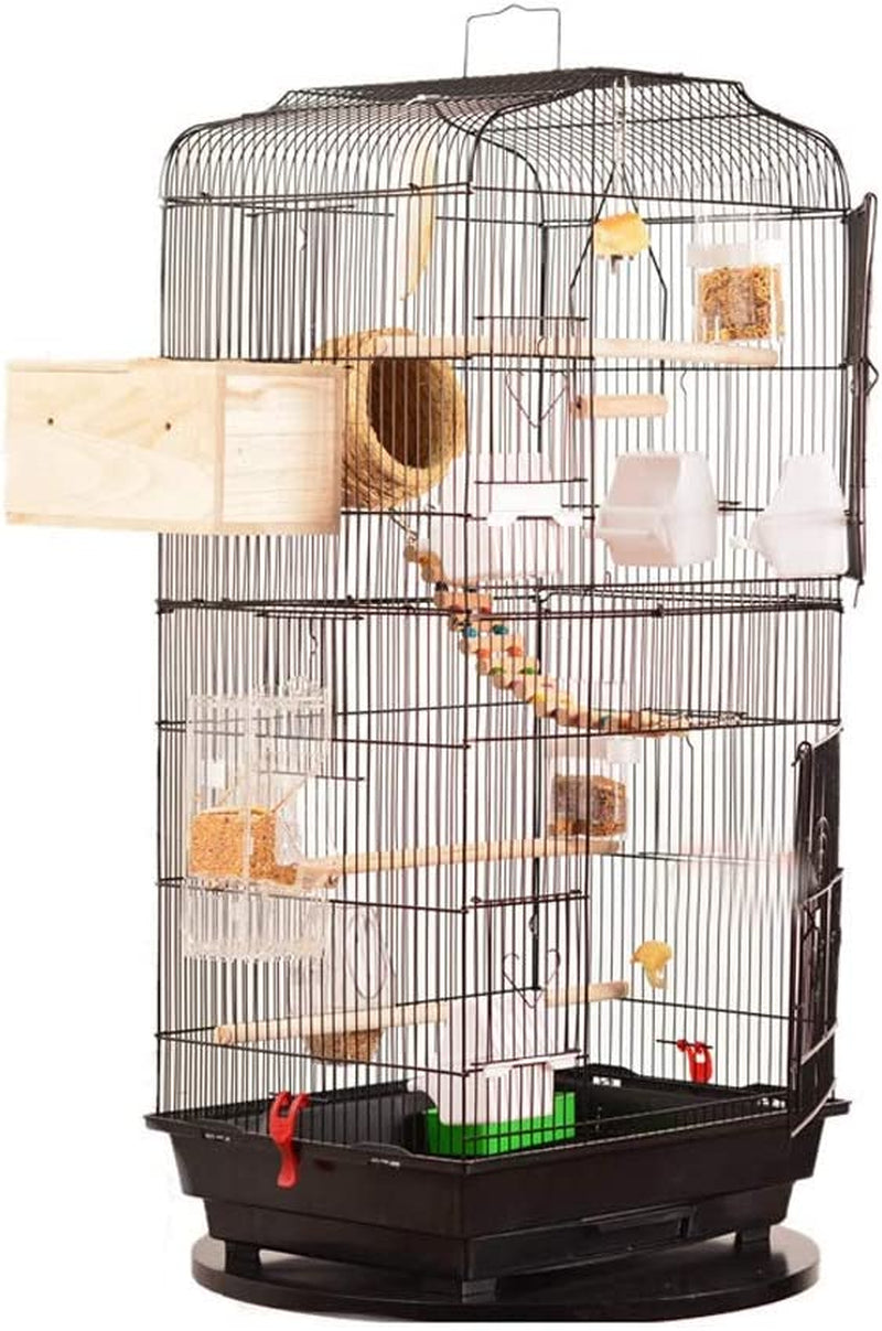XXSLY Creative Birdcage Large Bird Villa Metal Birdcage High Bird House Assembly Solid Wood Birdhouse for Thrush, Parrot, Parrot, Love Bird Bird Cage Accessories (Color : Wihit)