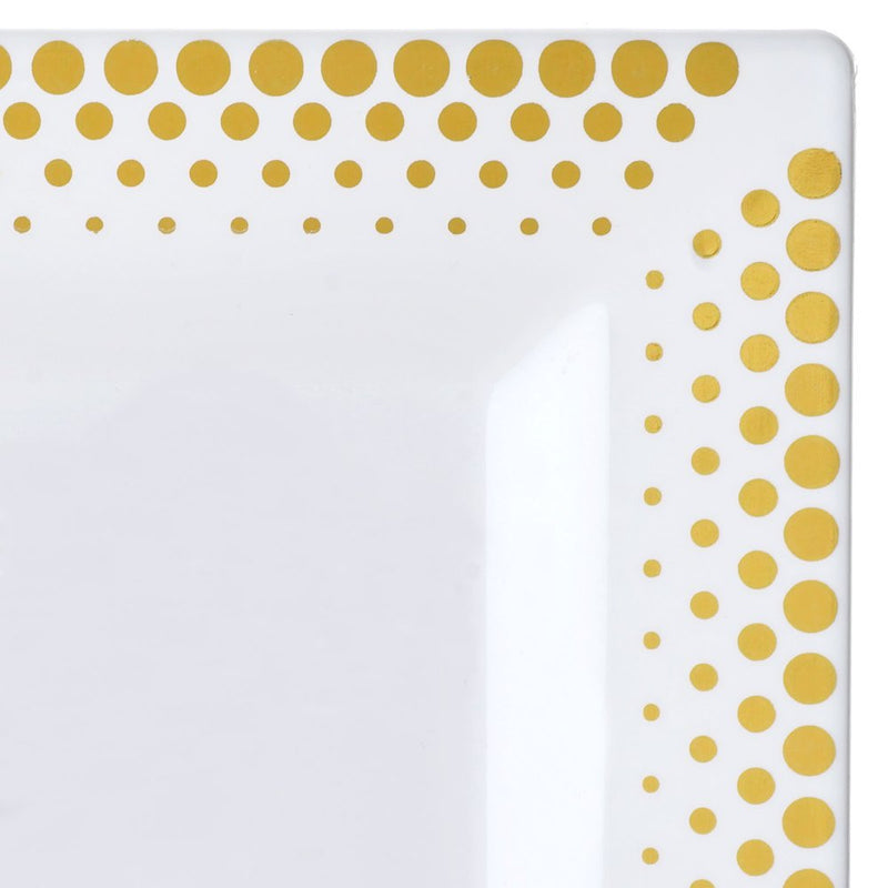 Efavormart 50 Pcs - White with Gold 6.5" Square Disposable Plastic Plate for Wedding Party Banquet Events - Hot Dots Collection Arts & Entertainment > Party & Celebration > Party Supplies Efavormart.com   