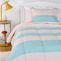 Kids Bed-In-A-Bag Microfiber Bedding Set, Easy Care, Twin, Blue Mermaids - Set of 5 Pieces Home & Garden > Linens & Bedding > Bedding KOL DEALS Blush/Jade Stripe Bedding Set Twin