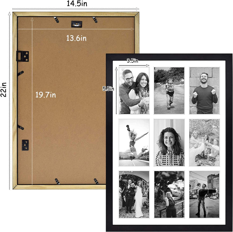 Golden State Art, 13.6X19.7 Black Photo Wood Collage Frame with Real Glass and White Displays (9) 4X6 Pictures Home & Garden > Decor > Picture Frames Golden State Art   