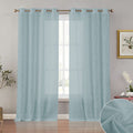 Melodieux Black Linen Textured Semi Sheer Curtains 84 Inches Long for Living Room Bedroom Rustic Flax Linen Grommet Voile Drapes, 52 by 84 Inch (2 Panels) Home & Garden > Decor > Window Treatments > Curtains & Drapes Melodieux Aqua 52x84 Inch 