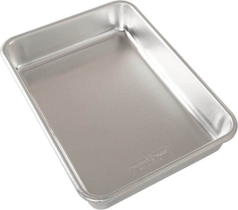 Nordic Ware Natural Aluminum Commercial Cake Pan with Lid, Rectangle Pan with Lid Silver, 9 X 13 & Quarter Sheet, Natural, 2 Count (Pack of 1)