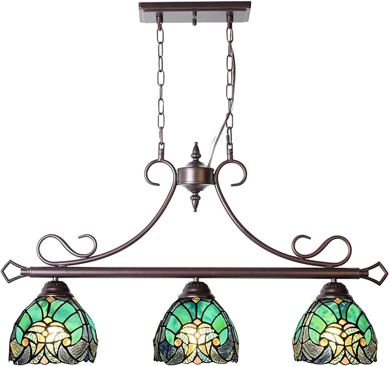 COTOSS Tiffany Pendant Light Fixtures Hanging Lamp Stained Glass Light Decor for Dining Living Room Kitchen Island Study Hallway