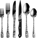 Fivent 24-Piece Easter Flatware Set, Service for 4, Stainless Steel Flatware Set with Steak Knives, Mirror Polished Cutlery Set, Easter Decorations Table Setting, Hand Wash Recommended Home & Garden > Decor > Seasonal & Holiday Decorations Fivent Easter  
