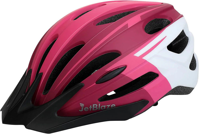 Jetblaze Bike Helmet - Adjustable Road Cycling Bicycle Helmet with Detachable Visor, Lightweight Helmet for Men Women Youth Sporting Goods > Outdoor Recreation > Cycling > Cycling Apparel & Accessories > Bicycle Helmets JetBlaze Pink & White S/M: 21.3"-22.8" / 54-58cm 