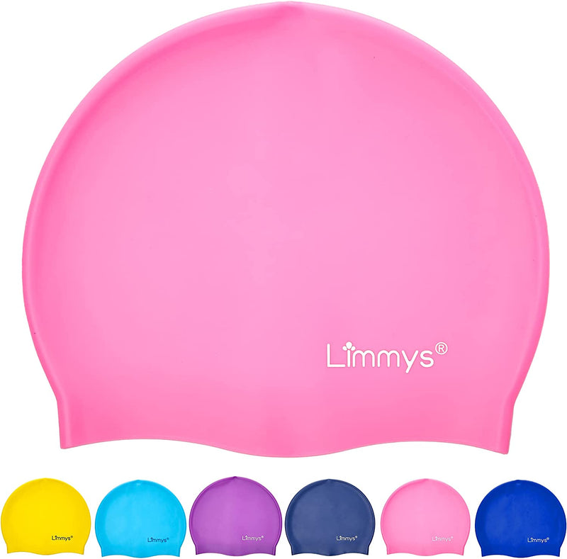 Limmys Kids Swimming Cap - 100% Silicone Kids Swim Caps for Boys and Girls - Premium Quality, Stretchable and Comfortable Swimming Hats Kids- Available in Different Attractive Colours Sporting Goods > Outdoor Recreation > Boating & Water Sports > Swimming > Swim Caps SL2 Group Ltd Light Pink  