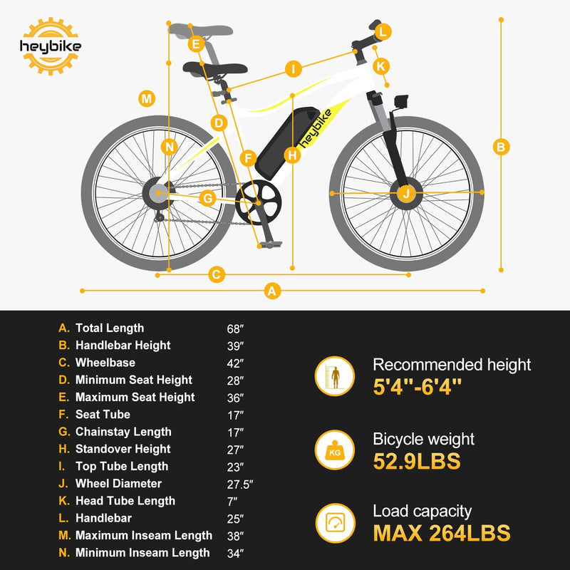 Jasion Heybike Race Max 27.5" Electric Bike for Adults 500W Brushless Motor 48V 12.5AH Removable Battery Ebike Light Weight Commuter Electric Mountain Bike Shimano 7-Speed Front Fork Suspension Sporting Goods > Outdoor Recreation > Cycling > Bicycles HEYBIKE LTD   