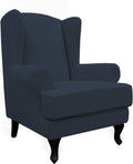 Easy-Going Stretch Wingback Chair Sofa Slipcover 2-Piece Sofa Cover Furniture Protector Couch Soft with Elastic Bottom, Spandex Jacquard Fabric Small Checks, Black Home & Garden > Decor > Chair & Sofa Cushions Easy-Going Dark Blue  