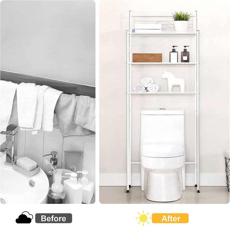 Mallboo Toilet Storage Rack, 3 -Tier Over-The-Toilet Bathroom Spacesaver - Easy to Assemble,9.5" D X 26.7" W X 64.4" H(White) Home & Garden > Household Supplies > Storage & Organization MallBoo   