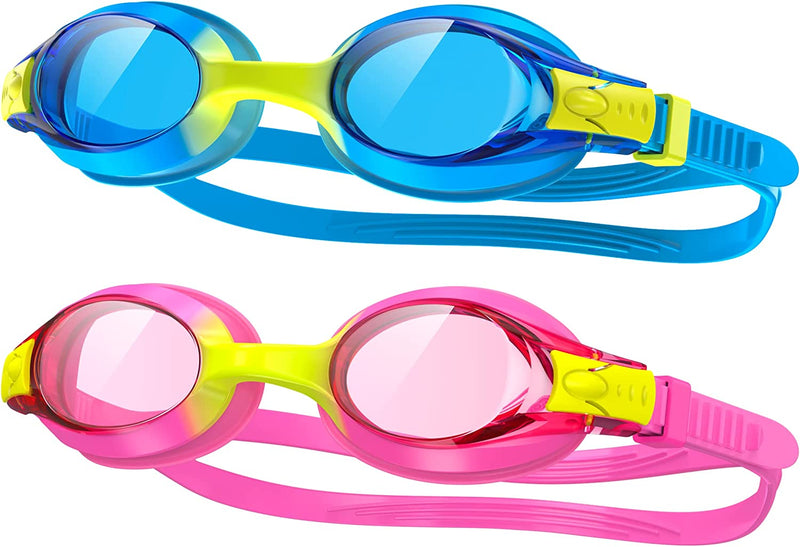 Findway Kids Swim Goggles, 2 Pack Kids Swimming Goggles Anti-Fog No Leaking Girls Boys for Age 3-10 Sporting Goods > Outdoor Recreation > Boating & Water Sports > Swimming > Swim Goggles & Masks findway 1-blue+pink  