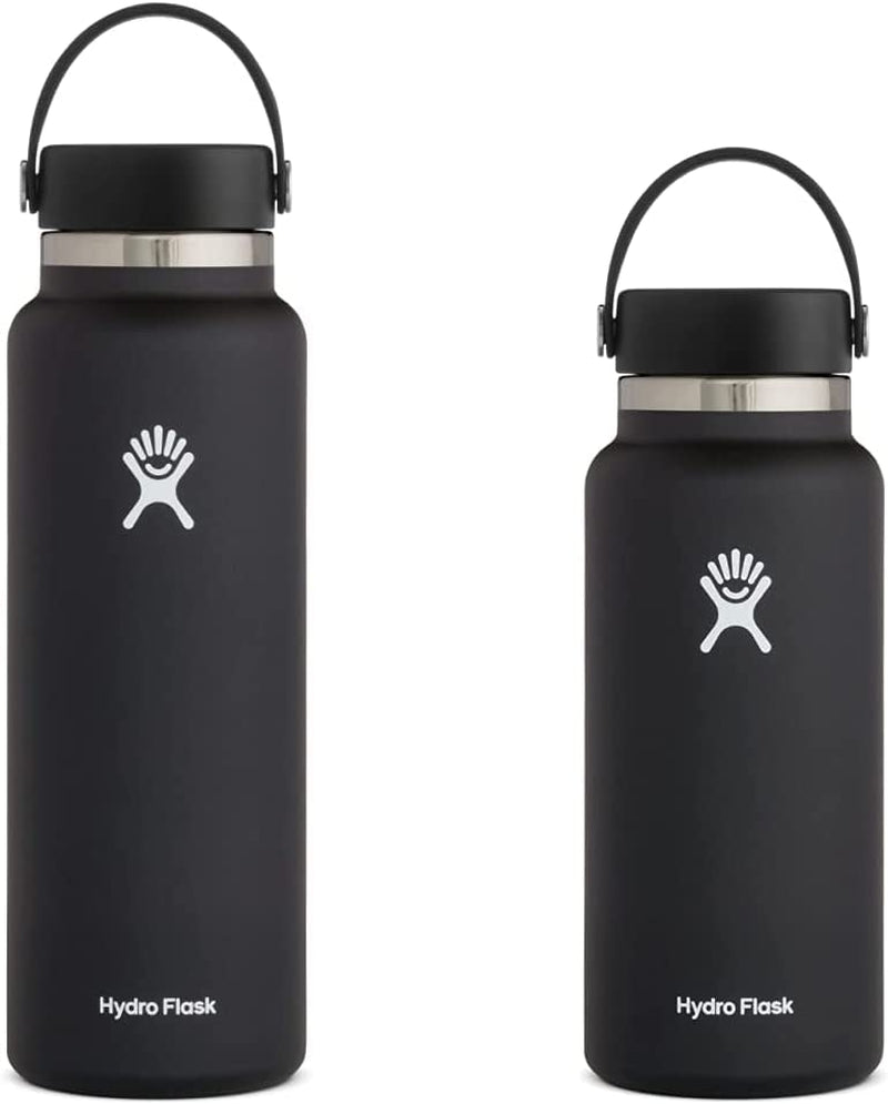 Hydro Flask Wide Mouth Bottle with Flex Cap Sporting Goods > Outdoor Recreation > Winter Sports & Activities Hydro Flask Black 40 oz Bottle + Mouth Bottle