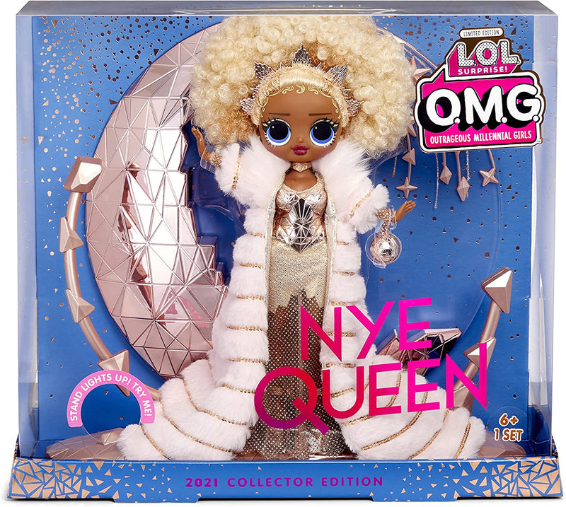 LOL Surprise Holiday OMG 2021 Collector NYE Queen Fashion Doll with Gold Fashions, Accessories, New Year'S Celebration Outfit, Light up Stand– Gift for Kids & Collectors, Toys for Girls Ages 4 5 6 7+ Sporting Goods > Outdoor Recreation > Winter Sports & Activities MGA Entertainment   