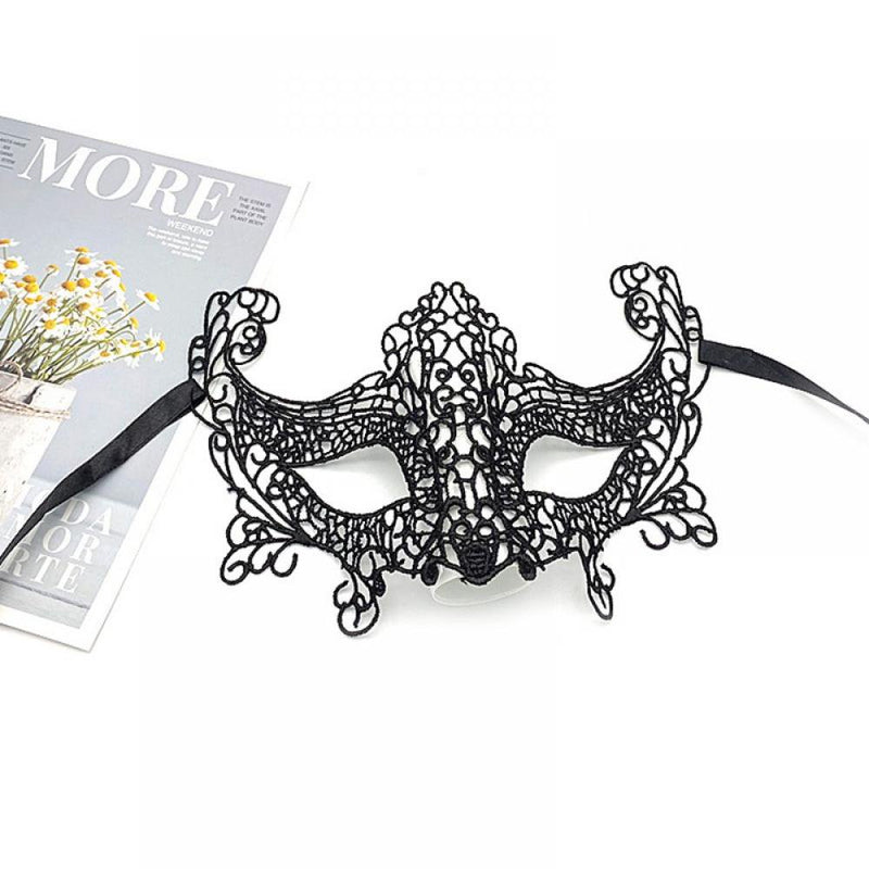 Overfox Women Lace Mask Masquerade Venetian Eyemask Halloween Sexy Woman Lace Mask for Halloween Masquerade Carnival Party Costume Ball Apparel & Accessories > Costumes & Accessories > Masks Overfox A  