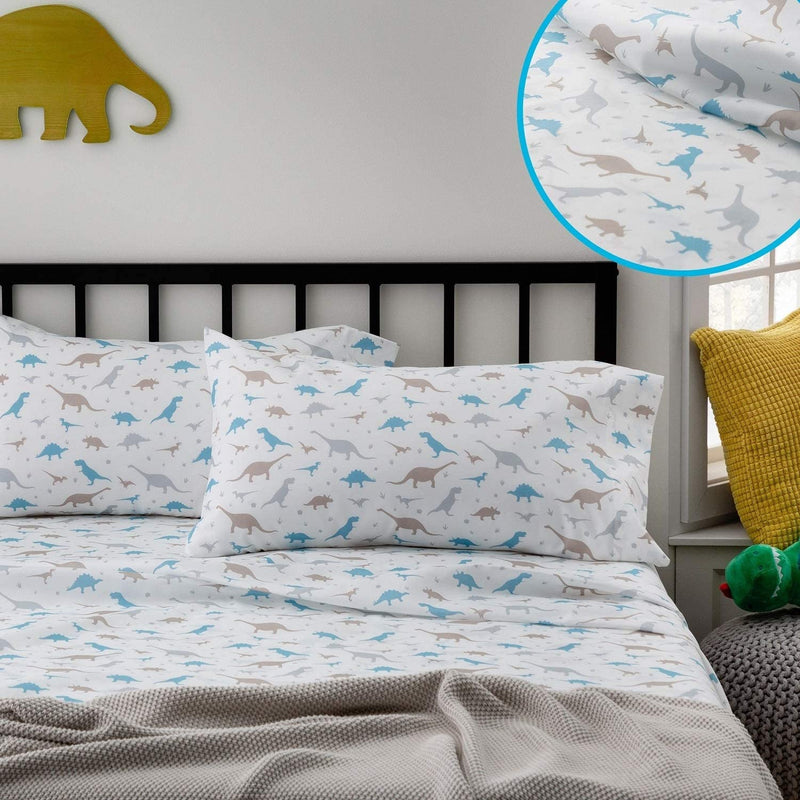 Linenspa Microfiber Three-Piece Sheet Set - Multiple Styles and Colors - Super Soft Feel - Fun Patterns for Boys and Girls - Twin - Grey Grid Home & Garden > Linens & Bedding > Bedding > Quilts & Comforters Linenspa Dinosaur Sheet Set Only Twin