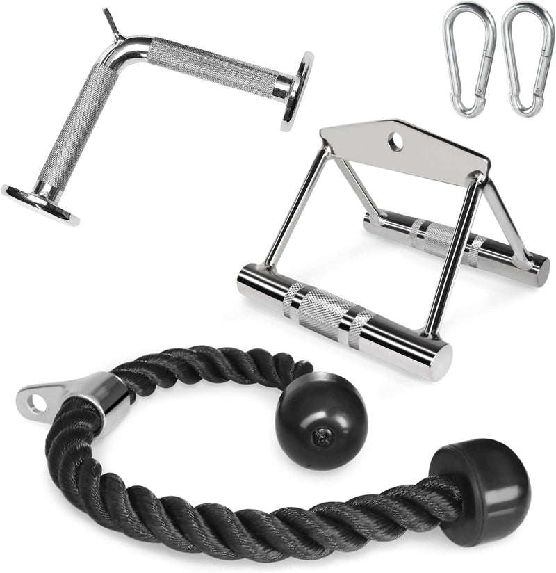 A2ZCARE Combo Tricep Press down Cable Attachment | Multi-Option: Double D Handle, V-Shaped Bar, Tricep Rope, Rotating Straight Bar Sporting Goods > Outdoor Recreation > Fishing > Fishing Rods A2ZCare V Handle + Tricep Rope + V-Shaped Bar  