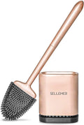Sellemer Toilet Brush and Holder 2 Pack for Bathroom, Flexible Toilet Bowl Brush Head with Silicone Bristles, Compact Size for Storage and Organization, Ventilation Slots Base (White) Home & Garden > Household Supplies > Storage & Organization Sellemer Rose Gold 1 PACK 