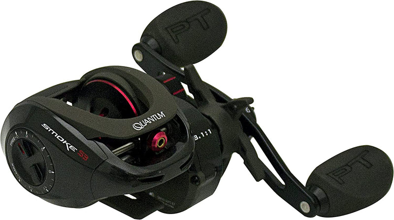 Quantum Smoke Baitcast Fishing Reel, Size 100 Reel, Large EVA Handle Knobs and Continuous Anti-Reverse Clutch, 10+1 Bearings, Black Sporting Goods > Outdoor Recreation > Fishing > Fishing Reels Zebco 8.1:1 Gear Ratio - Lh  