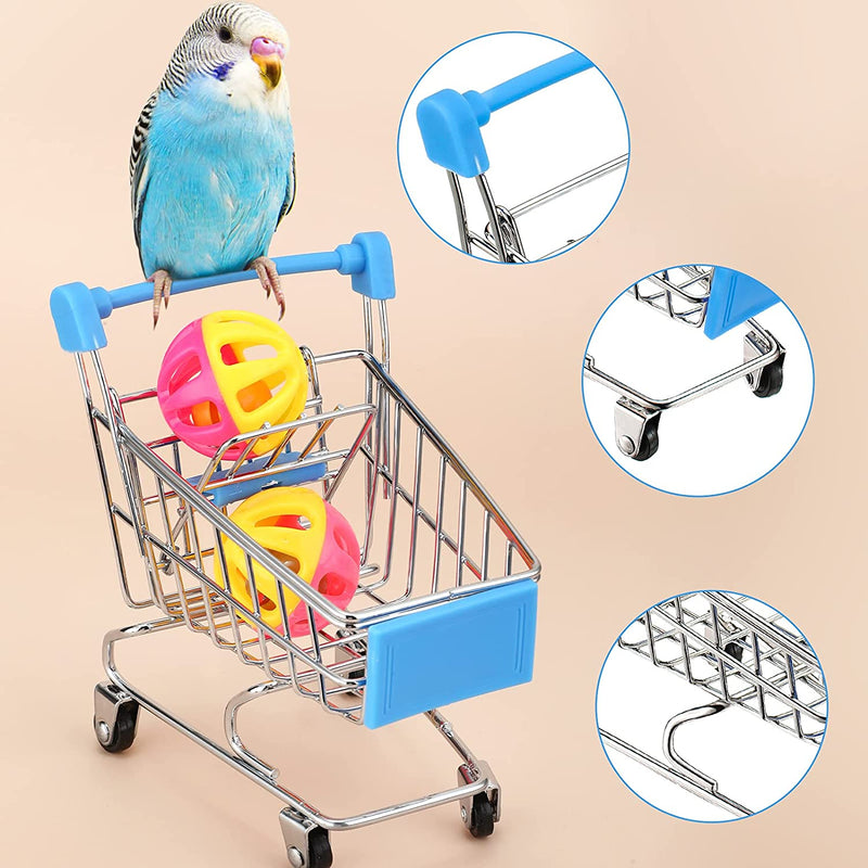 10 Pieces Bird Training Toys Parrot Training Toys Include Bowling Toy Basketball Toy Rings Shopping Cart Skateboard Bell Ball Parrot Intelligence Toys for Parakeet Cockatiel Macaw Parrot, Random Color