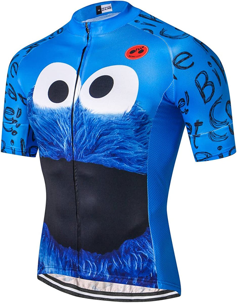 Men Cycling Jersey Bike Biking Shirt Tops Short Sleeve Clothing Sporting Goods > Outdoor Recreation > Cycling > Cycling Apparel & Accessories YIDINGDIAN Blue Eyes XX-Large 