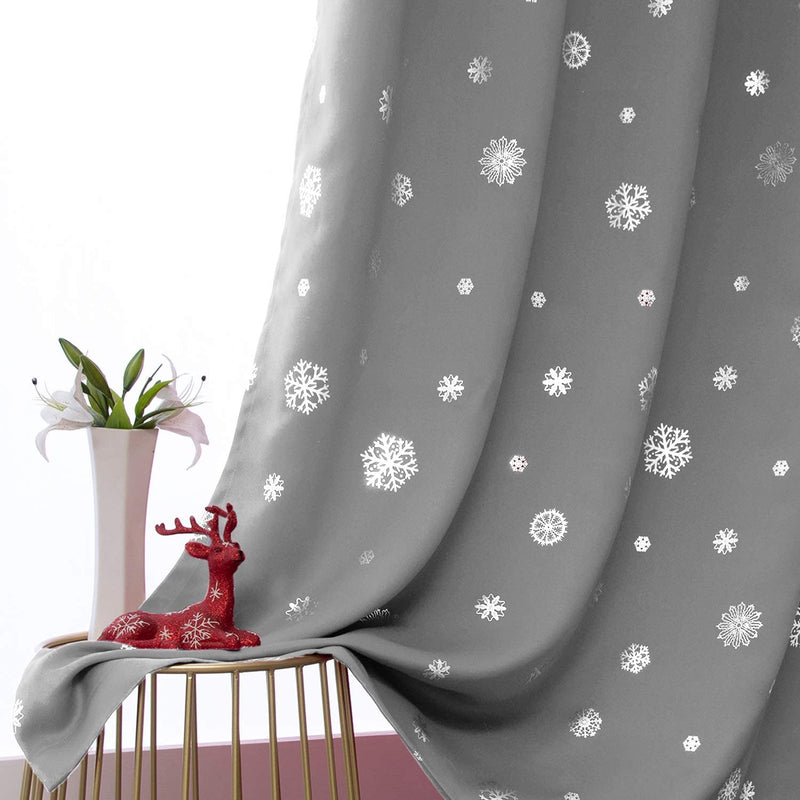LORDTEX Snowflake Foil Print Christmas Curtains for Living Room and Bedroom - Thermal Insulated Blackout Curtains, Noise Reducing Window Drapes, 52 X 63 Inches Long, Dark Grey, Set of 2 Curtain Panels Home & Garden > Decor > Window Treatments > Curtains & Drapes LORDTEX Silver 52 x 95 inch 
