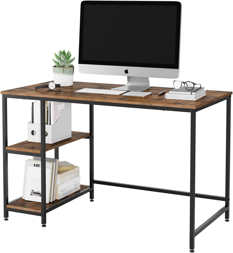 Industrial Computer Desk 47", Office Desk with 2 Storage Shelves and Adjustable Leg Pad, Studying Writing Table for Home Office,Rustic Brown Home & Garden > Household Supplies > Storage & Organization Generic 47in  