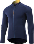 Santic Cycling Jersey Men'S Long Sleeve Bike Reflective Full Zip Bicycle Shirts with Pockets Sporting Goods > Outdoor Recreation > Cycling > Cycling Apparel & Accessories Santic Fleece Navy XX-Large 