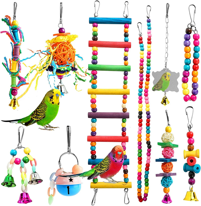 Volksrose 7 Packs Bird Parrot Toys Hanging Bell Pet Bird Cage Hammock Swing Toy Hanging Toy for Small Parakeets Cockatiels, Conures, Macaws, Parrots, Love Birds, Finches Animals & Pet Supplies > Pet Supplies > Bird Supplies > Bird Toys VolksRose