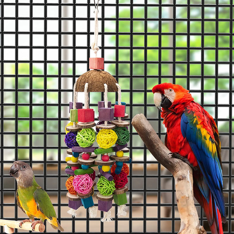Ebaokuup Large Bird Parrot Toys, Multicolored Wooden Blocks Bird Chewing Toy Parrot Cage Bite Toy for Macaws Cokatoos African Grey and Large Medium Parrot Birds Animals & Pet Supplies > Pet Supplies > Bird Supplies > Bird Toys EBaokuup   