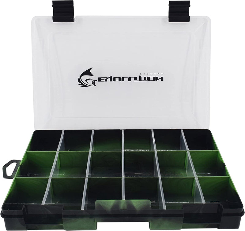 Evolution Outdoor 3600 Drift Series Fishing Tackle Tray – Colored Tackle Box Organizer with Removable Compartments, Clear Lid, 2 Latch Closure, Utility Box Storage Sporting Goods > Outdoor Recreation > Fishing > Fishing Tackle Evolution Outdoor Green 1 Pk 