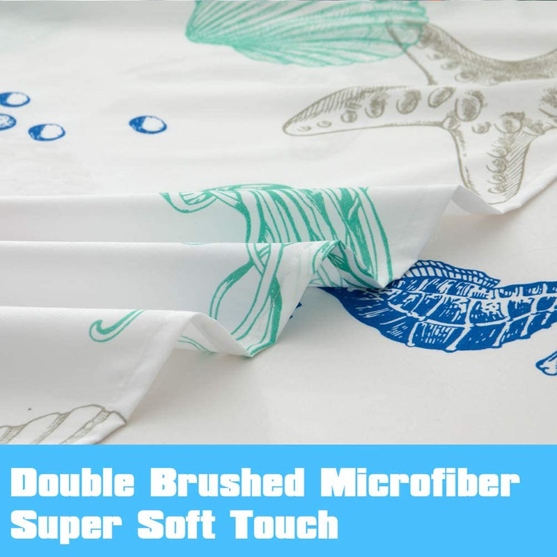 JSD Beach Theme Kids Printed Sheet Set Twin Deep Pocket, 3 Piece Soft Starfish Jellyfish Warm Microfiber Bed Sheets Home & Garden > Linens & Bedding > Bedding JSD   