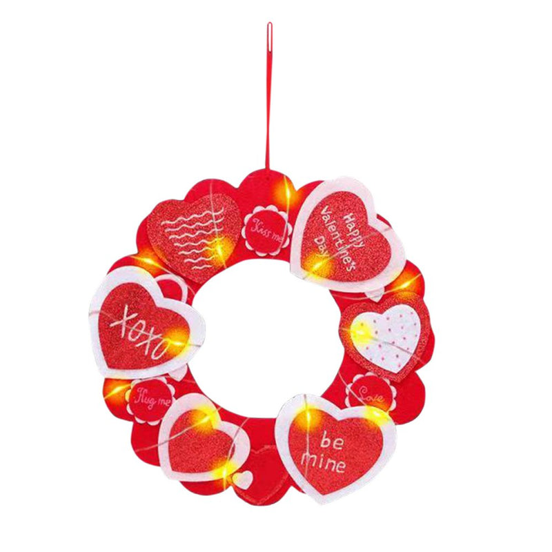 Kqegk Valentine'S Day LED Light Heart Wreath Door Wall Hanger Home & Garden > Decor > Seasonal & Holiday Decorations Pomedae As shown  