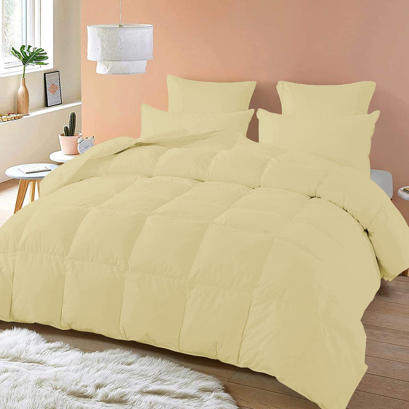 Gokoco Comforter - 100% Egyptian Cotton 600 Thread Count 400GSM Fiber Fill 3Pcs Comforter Set, Queen/Full Size (90" X 90") Inch, Burgundy Solid