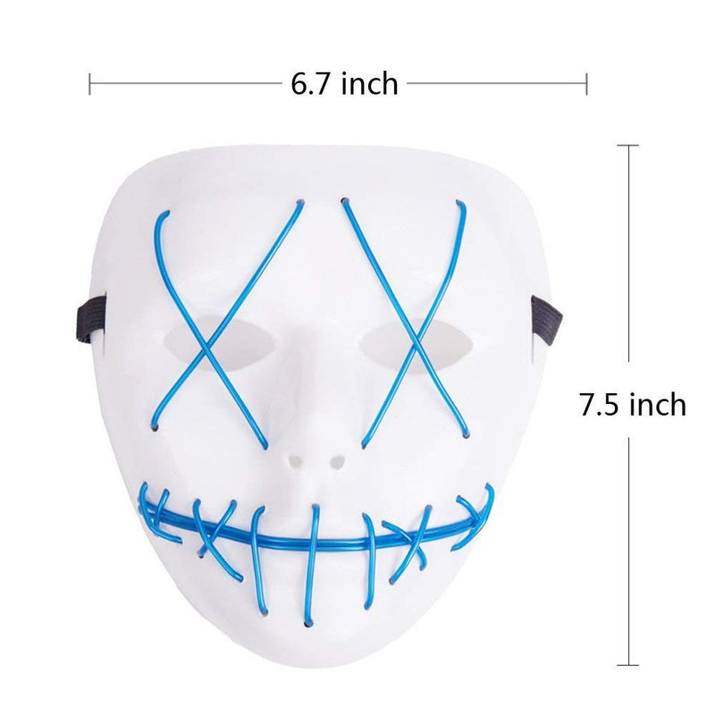 Scary Mask Halloween Cosplay Led Costume Mask El Wire Light up Mask for Festival Parties Blue Apparel & Accessories > Costumes & Accessories > Masks Kuteck   